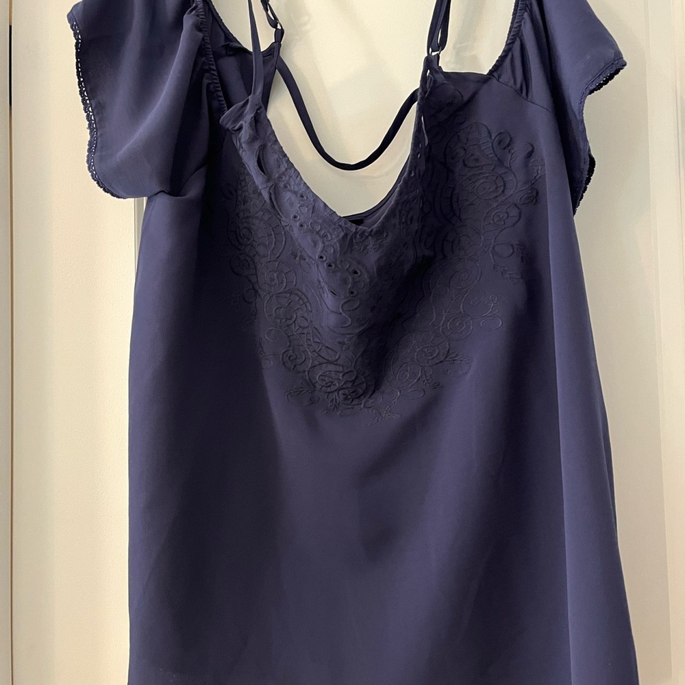 Bare shoulder, Navy Blue Women's blouse